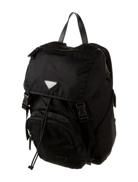 prada robot saffiano leather-trimmed nylon backpack|Black Re.